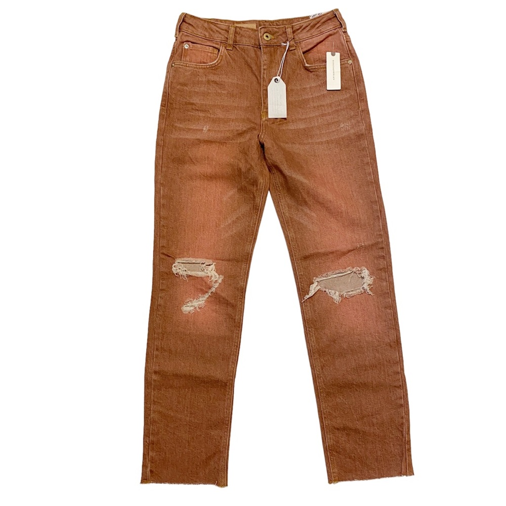 NWT Pilcro for Anthropologie The Vintage Straight Leg Jean-Washed Brown Rust 27 - Picture 7 of 16